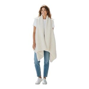 Franne Golde Oversized Sleeveless Sherpa Vest Cream OS